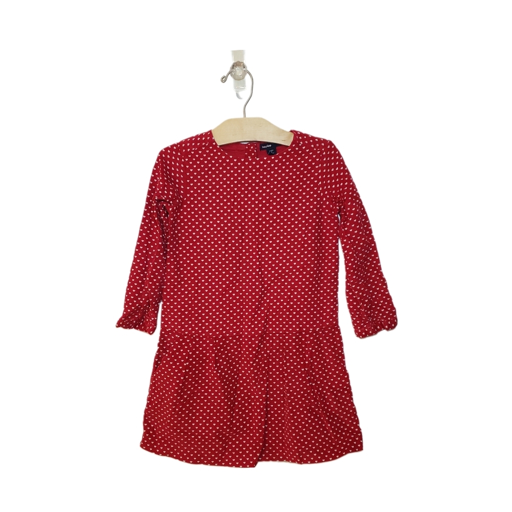 Gap 5T Girls Red Corduroy Mini Heart Dress with Pockets